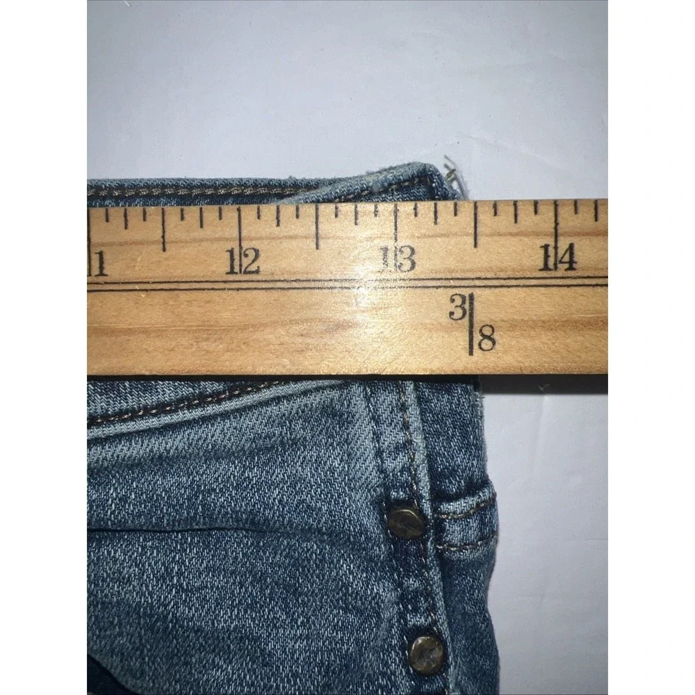 Free People Women's Raw Hem Studded Flare Blue Jeans Size 26